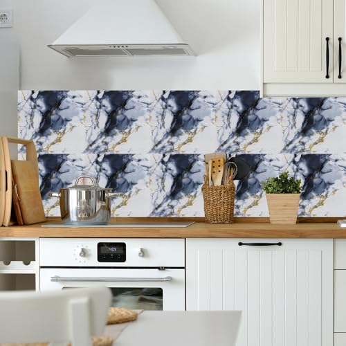 Paneles de pared autoadhesivos efecto mármol vinilo extraíble de treinta unidades lavables 4