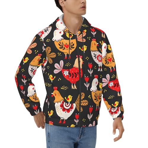 Sweat à capuche imprimé coq poules homme pull doux hiver automne voyage