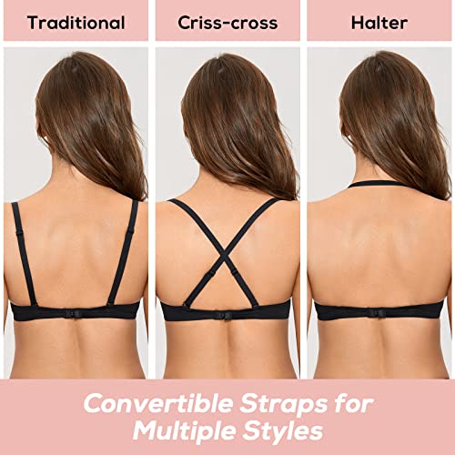 Image of DOBREVA Women's Plunge Bra Deep V Sexy Underwire Low Cut Bras T Shirt Cleavage Lightly Padded