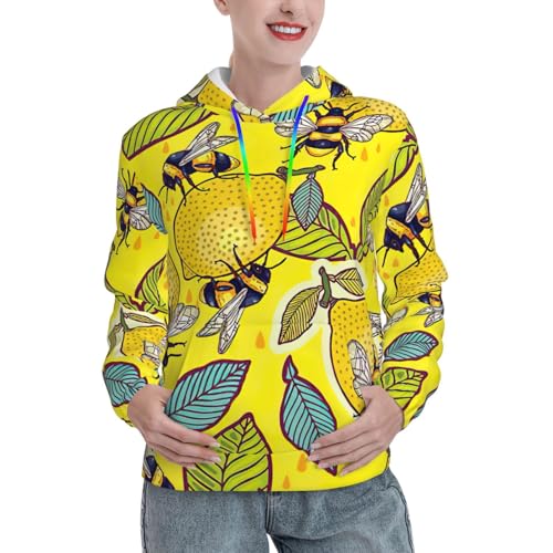 Sweat à capuche femme imprimé jaune pour vos sorties décontractées et week-ends