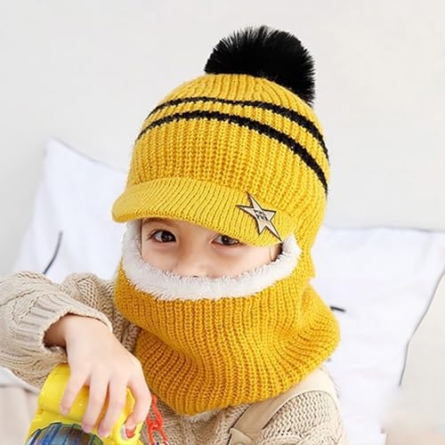 ECYC Winter Children Balaclava, Knitted Warm Balaclava Toddler Warm Hat Knit Hooded Scarf for Boys Girls2