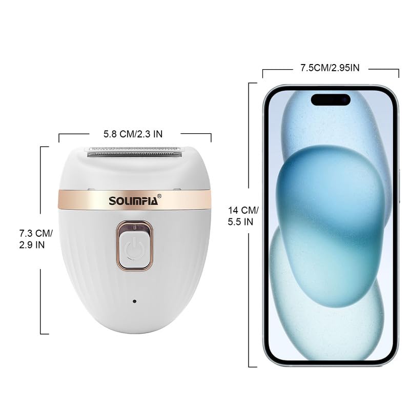 SOLIMPIA HT-559 Professional lady shaver for skin friendly painless shaving system Epilator Razor Face Leg Arm Body Bikini Armpit Hair Remover, USB C Rechargeable, Cordless Electric Epilator, White 8 5159dzkEeCL