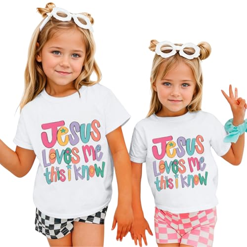 BINTEHGS Jesus Shirts for Kids Christian Graphic Tees for Girls Religious God Tshirts Inspirational Bible Verse Cute T-Shirts3