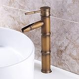 ADITAM Rubinetto per lavabo Rubinetto monocomando per lavabo Caldo e Freddo, Rubinetto Stile bambù in Ottone Antico, Rubinetti da Cucina Accessori per Bagno Rubinetti per lavabo Double The Comfort