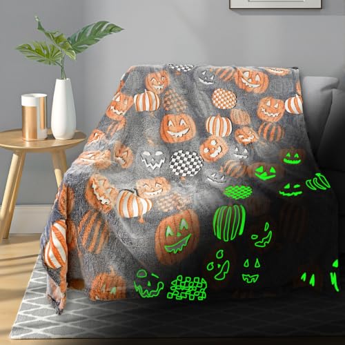 Image of TEHALK Cute Halloween Blanket for Couch, Spooky Blanket for Boys /Girls /Kids /Teens, Pumpkin Blankets for Women /Men 40 inchx 60 inch
