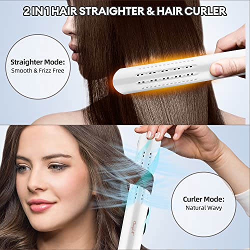 Ckeyin 360° Airflow Styler, Hair Straightener And Curler 2 In 1 Tourmaline Ceramics Flat Iron Hair Curler With Cooling Air Vents, 3D Floating Plates, Lcd Display, 4-Speed Temperature #TOP2