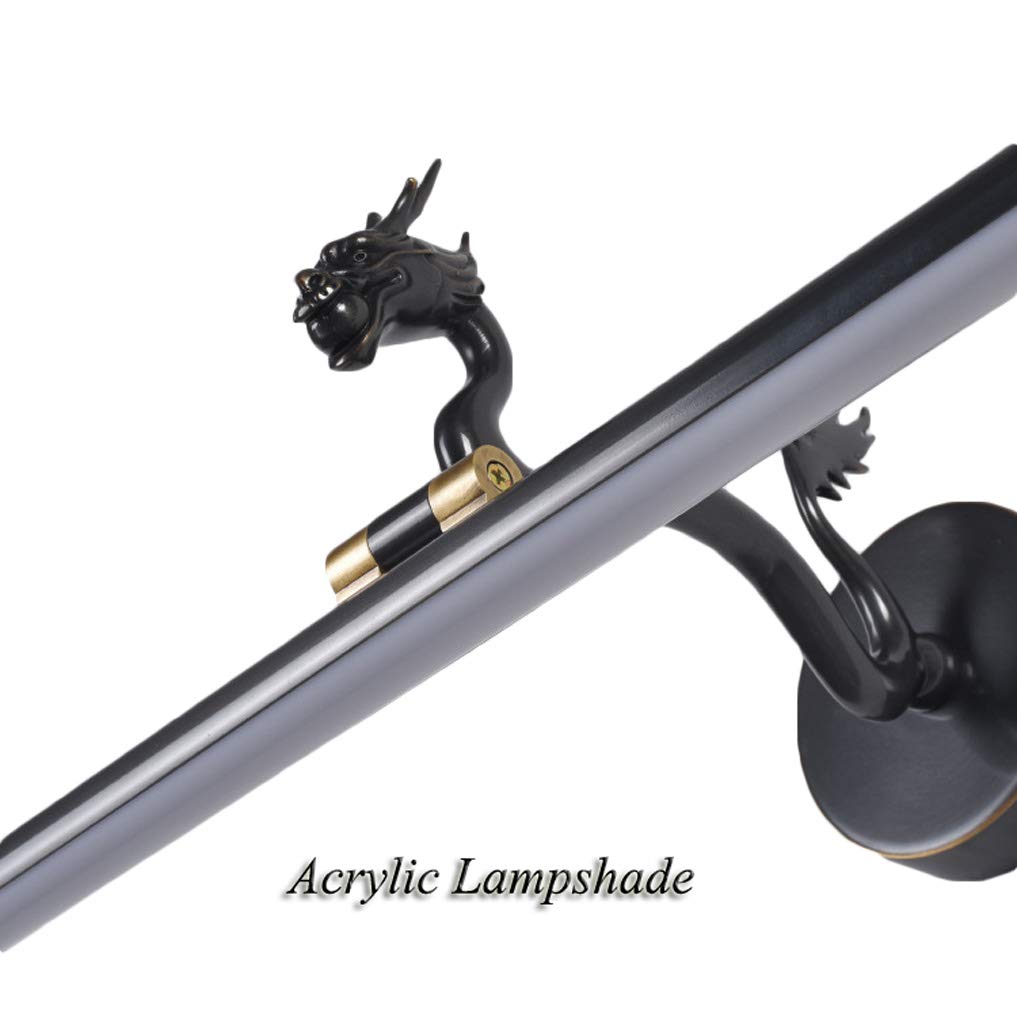 LED Spiegelleuchte Badezimmer Spiegellampe Modern Wandleuchte Schminklicht Kreative Drache Form Design Schminktisch Spiegelschrank Leuchte Einstellbar Winkel Neutralweiß Licht 4000K, Schwarz,35cm7W