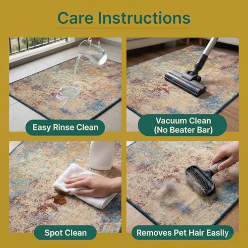 Image of Dream Weaverz Anti Slip Rectangular Carpet for Living Room & Hall | Silk | Flat Woven Soft Washable Floor Mat for Home, Bedroom Floor & Kitchen | Durable Anti Skid Rug for Daily Use (4 X 6) feet