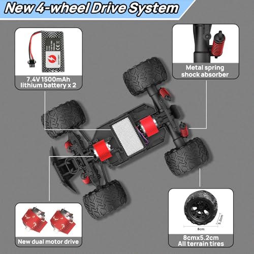 Borstoypro - Coche teledirigido 1:16, 40 km/h, camión monstruo, mando a distancia rápido, para adultos, camión monstertruck teledirigido 4WD para niños a partir de 8 y 10 años - imagen 5