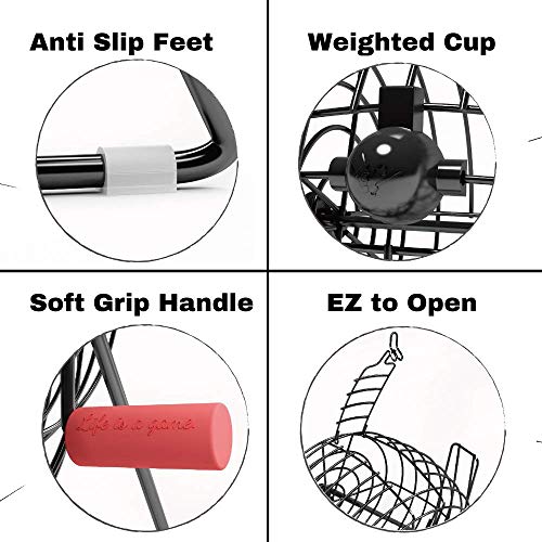 Mr Chips 11" Tall Bingo Set With Steel Bingo Cage – Professional Bingo Game With Everlasting 7/8” Bingo Balls, 18 Bingo Cards And 300 Bingo Chips - 4 Color Choices, Mysterious Black #TOP2