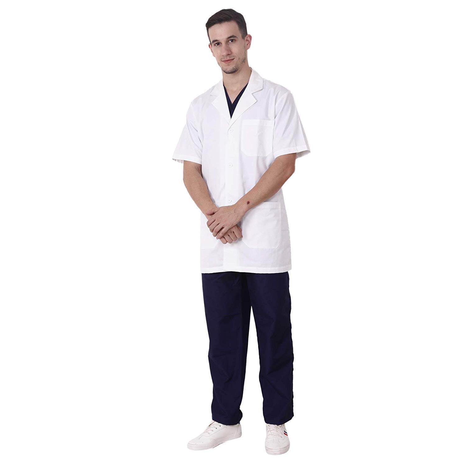 krikishHalf Sleeve Lab Coat For Students Doctor Medical Colour-White