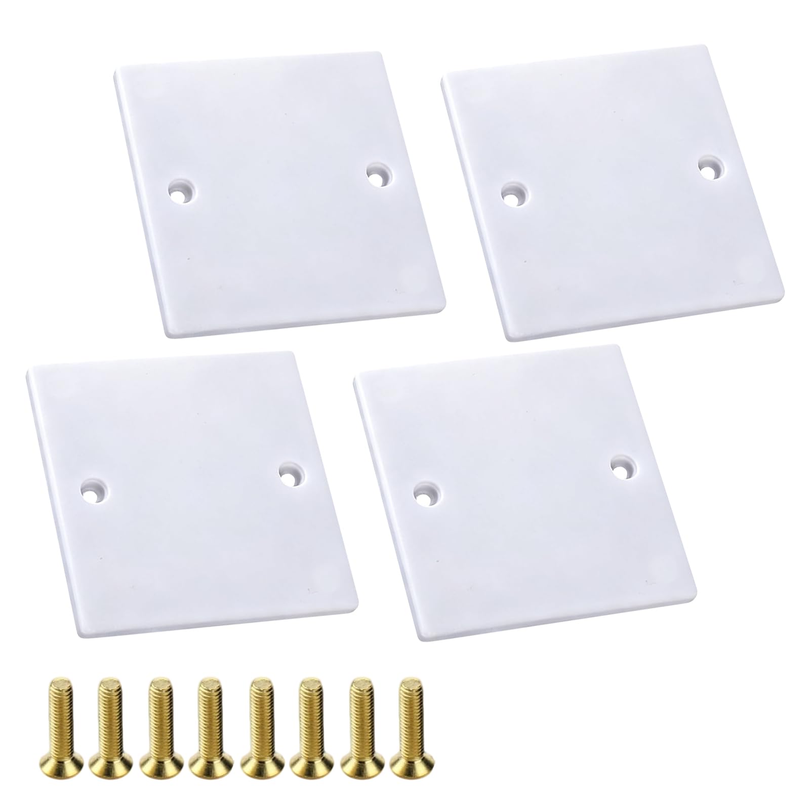 DCYQAIN 4 Pack Single Blanking Plates, 86x86mm UK Standard Thickened ABS Wall Blank Covers, Anti-Yellowing Scratch Resistant Electrical Socket Plates with 2 Size Mounting Screws for Home Office