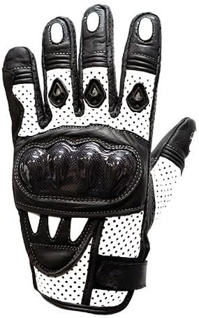 White Motorcycle Racing Gloves with Hard Knuckle
