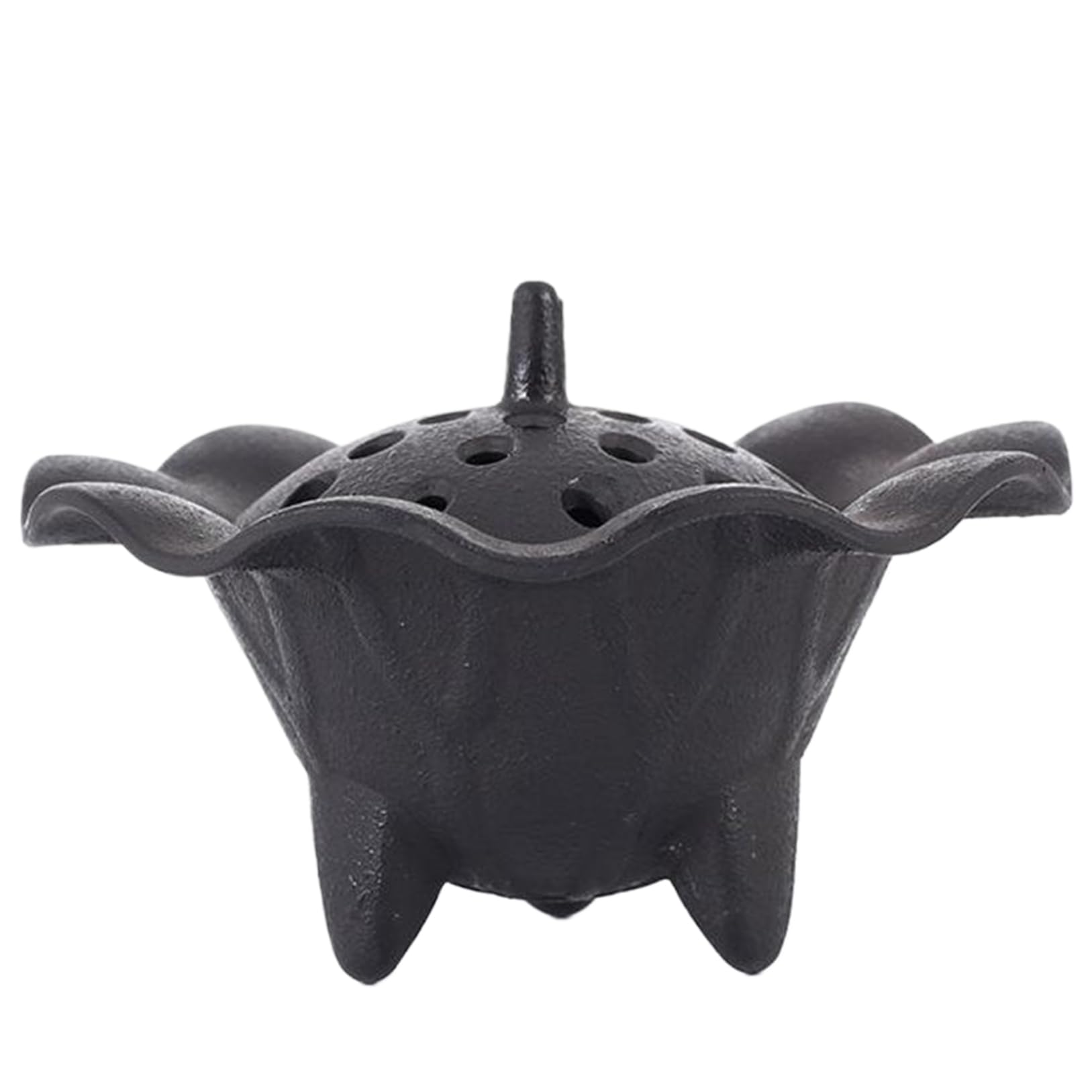 Uanqfegy Cauldron Incense Burner -Cast Iron Cauldron with Lid & Wavy Edge, Decorative Halloween for Witchcraft Meditation Decorations 4.9x2.4in
