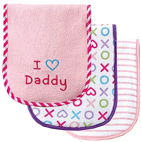 Image of Luvable Friends Unisex Baby Cotton Burp Cloths with Fiber Filling, Pink Dad, One Size