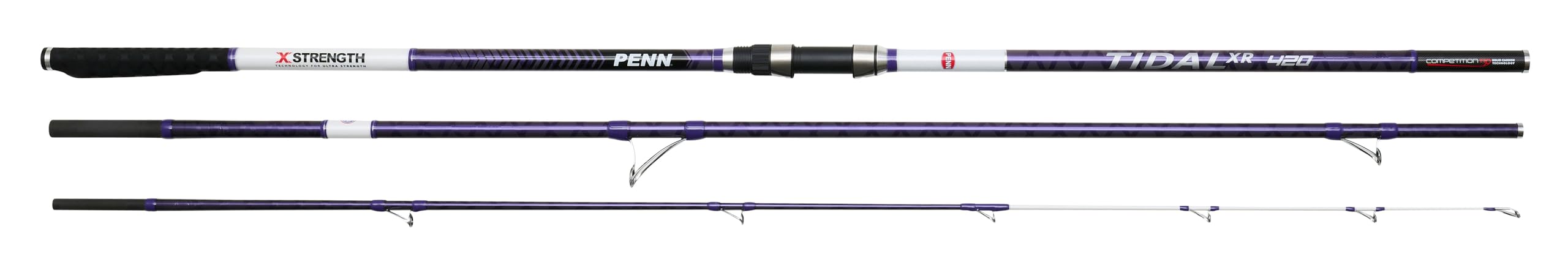 PENN Tidal XR Solid Carbon Tip Lowrider Surfcasting Rod | 30T/40T Carbon Blank with X-Wrap | Extreme Casting Power | Saltwater Beach Fishing for Bass, Flatfish & Rays | 4.20m