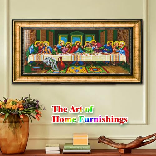 Image of ROSTITCH The Last Supper Stamped Cross Stitch Kits - Counted Cross Stitch Kits for Beginners Adults Needlepoint Flowers Cross-Stitch Patterns Dimensions Needlecrafts Embroidery Kits Arts and Crafts