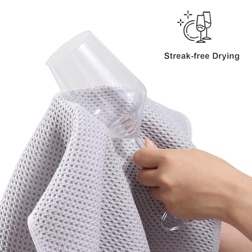 Moosfor Paños de cocina 100 % algodón, juego de 4 unidades, 32 x 72 cm, suaves, absorbentes, paños de cocina, gruesos, de alta calidad, trapos de limpieza, color gris claro - imagen 6