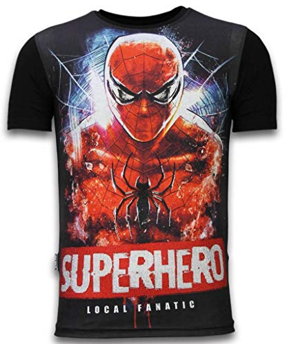Local Fanatic Superhero – Digital Rhinestone Camisetas Personalizadas – Negro