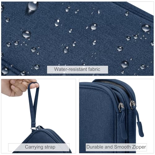 Image of FYY Electronic Organizer, Travel Cable Organizer Bag Pouch Electronic Accessories Carry Case Portable Waterproof Double Layers Storage Bag for Cable, Cord, Charger, Phone, Earphone, Medium Size, Navy