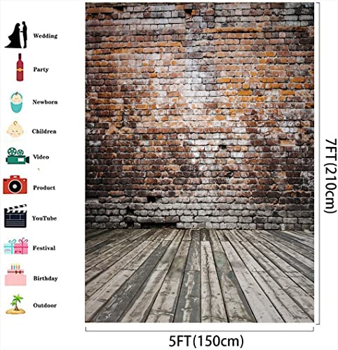 Fondo fotográfico con diseño ladrillo vintage 5X7FT miniatura 4