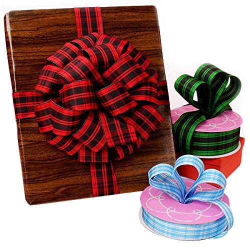 Image of Red Black Buffalo Plaid Christmas Wired Ribbon - 1 1 /2 inch x 25 Yards, Christmas, Wreath, Gift, Tree Decoration, Garland, Farmhouse, Rustic, Traditional, Tartan