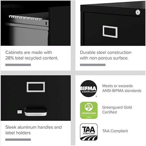 Miniatura 8 de Pemberly Row Archivador vertical de metal negro con 4 cajones de 52 pulgadas, con cerradura, premontado, tamaño carta estacionaria para el hogar, la