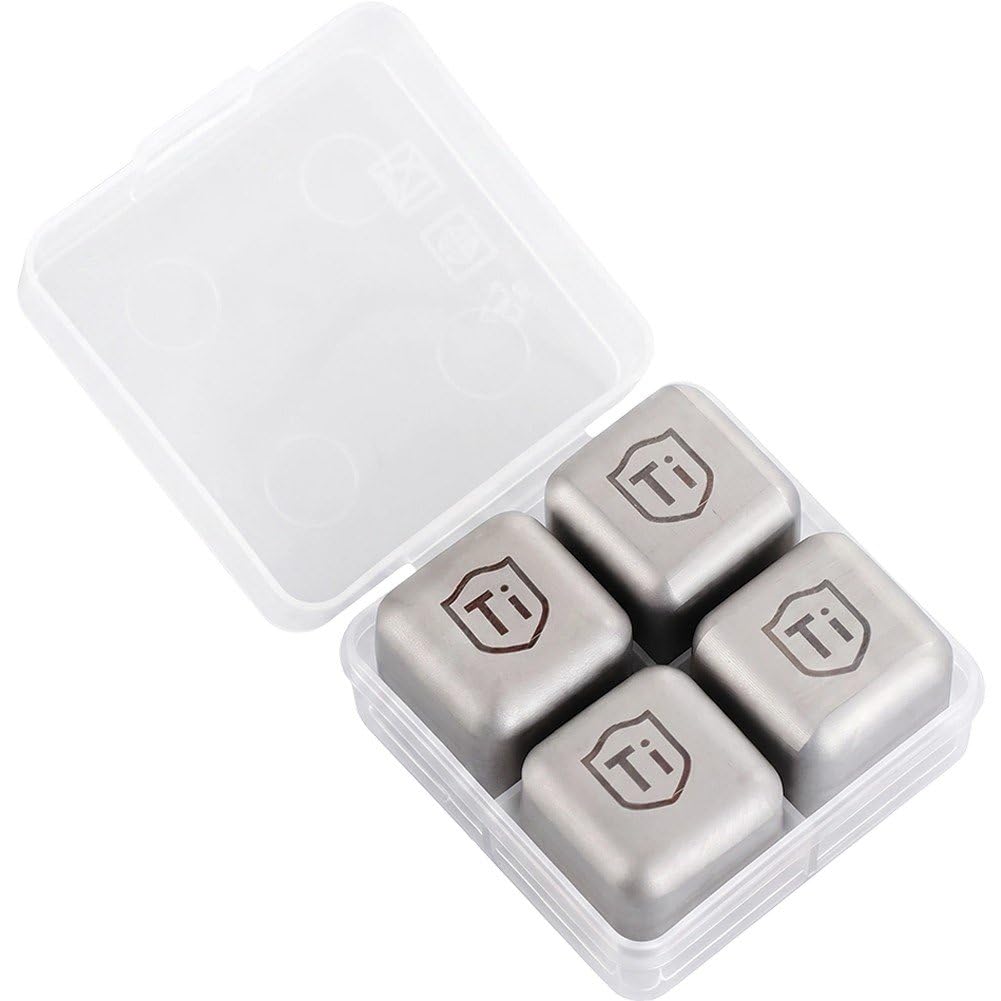 Danlai Reusable Titanium Whiskey Stones, Non Melting Metal Ice Cube for Wine Drink Daily Chilling Cooling Use