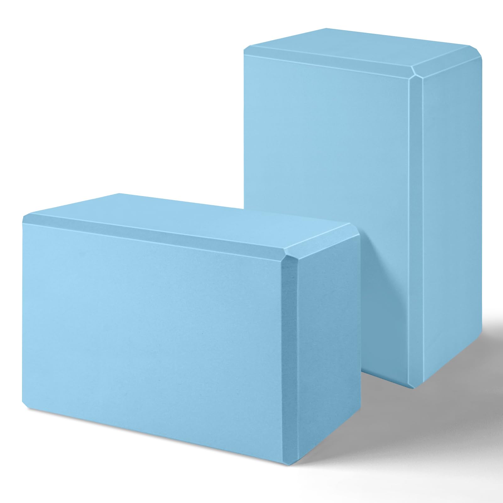2025 Yoga Blocks 2 Pack, EVA Foam Yoga Block Supportive Latex-Free, Non-Slip Exercise Blocks, Yoga Accessories for Pilates, Meditation, Balance, Stretching and Deep Poses (Sky Blue)
