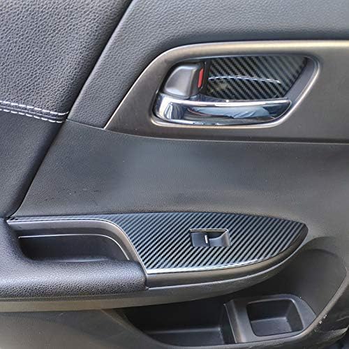 RUIHE 4pcs Carbon Fiber Color Stainless Steel Door Window Lift Panel Cover Trim Fit for Honda Accord Sedan 4Door 2013 2014 2015 2016 2017