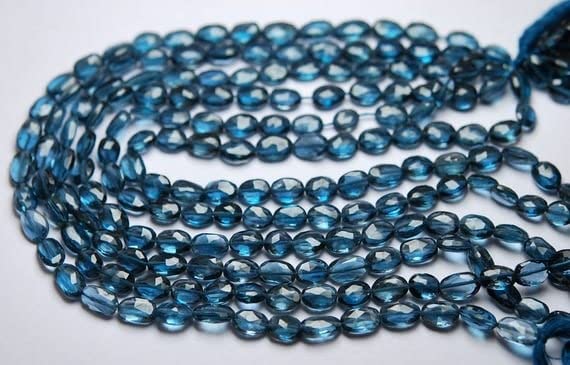 London Blue Topaze Perles pour Bijoux d'Été Collier Ovale LKBEADS 6-7mm