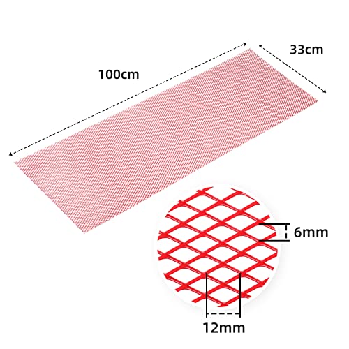 Image of AggAuto Universal 40 inchx13 inch Car Grill Mesh - Aluminum Alloy Automotive Grille Insert Bumper Rhombic Hole 6x12mm, One of the Most Multifunctional Shape Grids Red