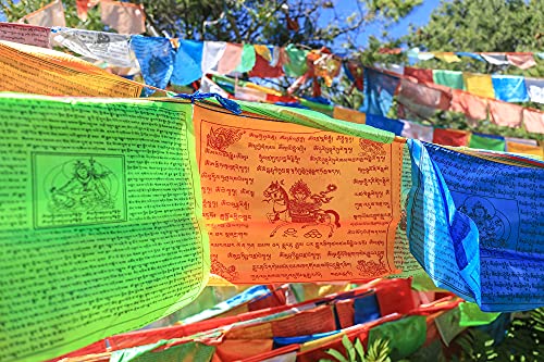 Tibetan Prayer Flags 120pcs Indoor Outdoor Buddhist Meditation Flag Satin Wind Horse Prayer Flags,10 x 11Inches