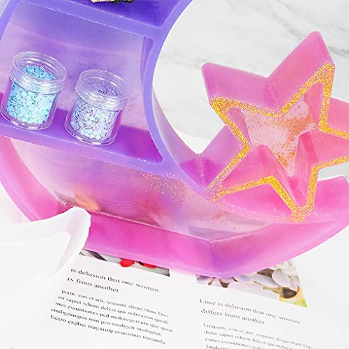 FineInno Moon & Star Dish Resin Mold, Epoxy Casting Silicone Mould, Jewellery Trinket Storage Tray Holder - Image 3