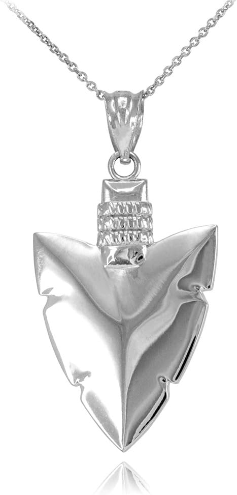 925 Sterling Silver Serrated Arrowhead Pendant Necklace
