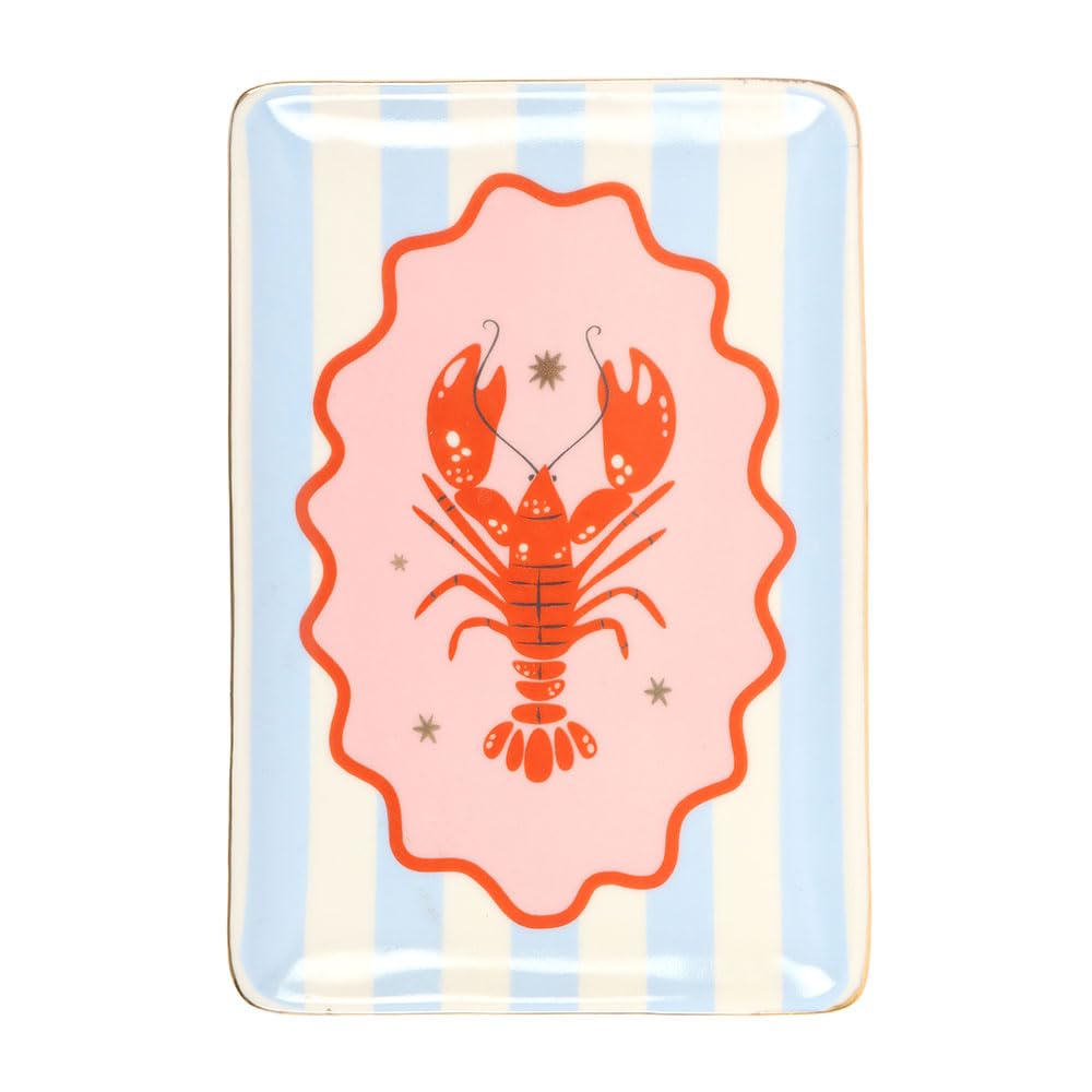 Something Different Wholesale Striped Lobster Trinket Dish | Ceramic Ring Holder | Coastal Decor