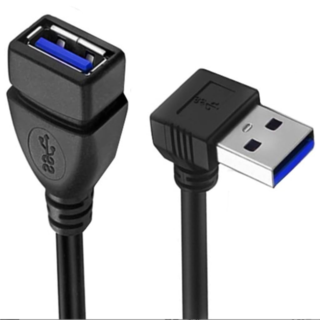 Elnwnnkc USB3.0 Male to Female Extension Cable 90Degree Angles USB3 Cable USB Extender Cord for Fast Data Transfer &Space