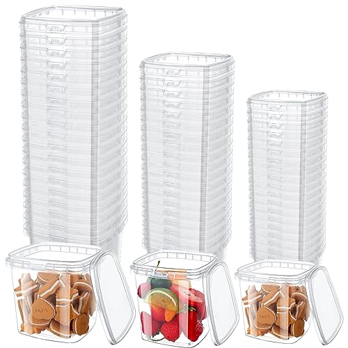 Image of Sliner 60 Sets Square Deli Containers with Lids, 32oz, 16oz, 8oz