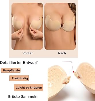 YOLMFOEV 2 Paires Soutien-Gorge Adhésif Invisible Push-Up Avec Cache-Tétons