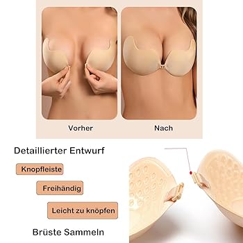 YOLMFOEV Klebe BH 2 Stück - Push Up Sticky Bra Mit Nippelpads Für Rückenfreie Kleidung