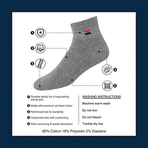 نافي سبورت جوارب مريحة مريحة بطول الكاحل من القطن للرجال بطول الكاحل، عبوة من 3 قطع (مقاس واحد، متعدد الالوان/رمادي)