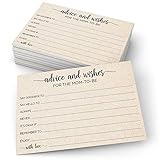 321Done Advice and Wishes for The Mom-to-Be (50 Cards) 4' x 6' for Baby Advice Cards for Baby Shower Game Simple Elegant - Made in USA - Kraft Tan Large