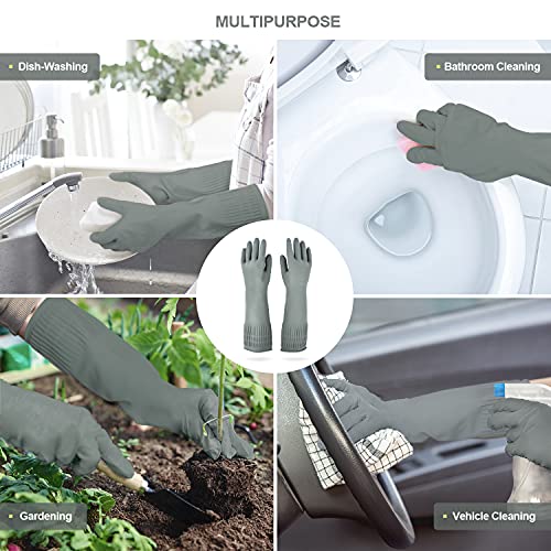 Dabogosa Mamison Reusable Household Dishwashing Cleaning Rubber Gloves, Non-Slip Kitchen Glove (Medium, Gray) #TOP3