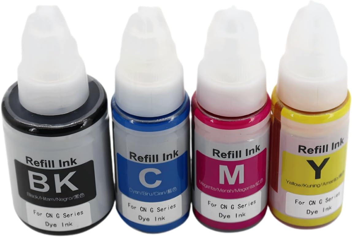 GI 490 Ink Compatible for Canon Printer for Pixma G1400 G1410 G1411 G2400 G3400 G4400 G4410 G3410 G2410 G3411 G2411 G4411(Black Cyan Magenta Yellow) 4Pack