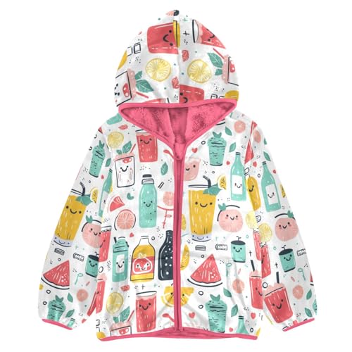 Summer Drinks Girls Fleece Jacket Girls Fall Jacket Girl Coats Zip Up Hoodie Children Sherpa Warm Outerwear 2-10T