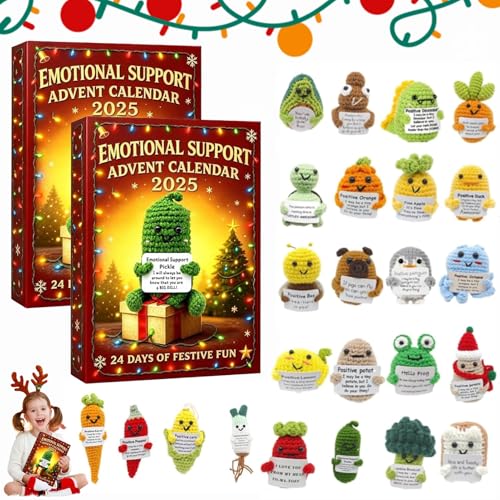 Emotional Support Adventskalender 2025, 24 Tage Weihnachten Adventskalender mit 24 einzigartigen Emotionalen Unterstützungs Werkzeugen,2D Acryl Design,Weihnachtsdeko-Geschenkset für Familien (2Stück)