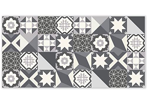 mubusi Sur Blue Vinyl Rug 40x80 cm - Vinyl Kitchen Rug - Non-Slip and Fire Retardant Living Room Rug - Large Rugs - PVC Rugs