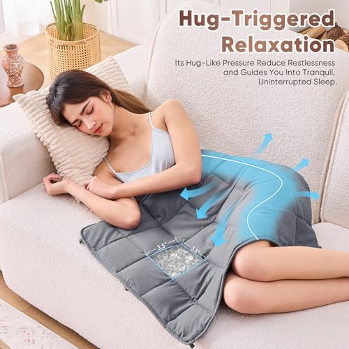 Image of Weighted Lap Blanket for Adults 5lbs, 29 inchx33 inch Cooling Heavy Throw Blanket, Portable Travel Weighted Blankets, Soft Small Blankets Gift for Sleeping, Grey