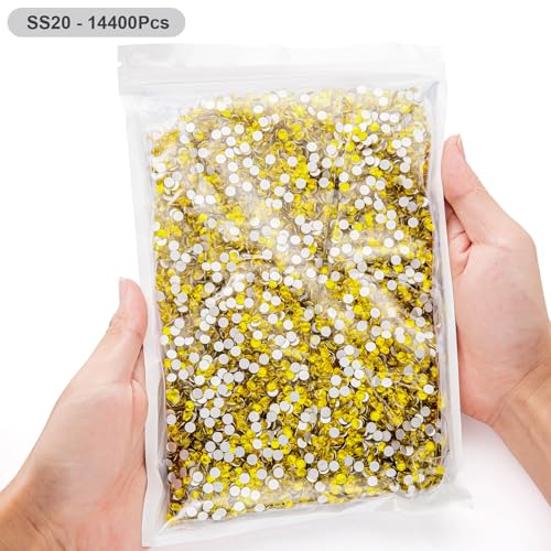 Image of Flatback Rhinestones Bulk, 14400PCS Citrine Rhinestones for Clothes DIY Decoration Crafts, Citrine, SS20, 4.6-4.8mm