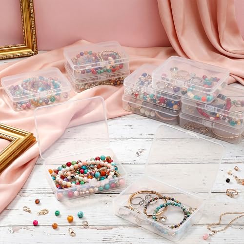Image of SATINIOR 300 Packs Clear Small Plastic Containers 4.45 X 3.3 X 1.18 Inches Transparent Storage Box with Hinged Lid in Bulk for Jewelry Hardware Crafts Small Items